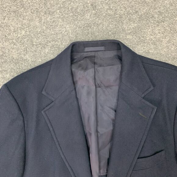 Vintage James Davis Blazer Men 42 Navy Blue Wool 2 Button Notch Lapel Sport Coat - Picture 3 of 15